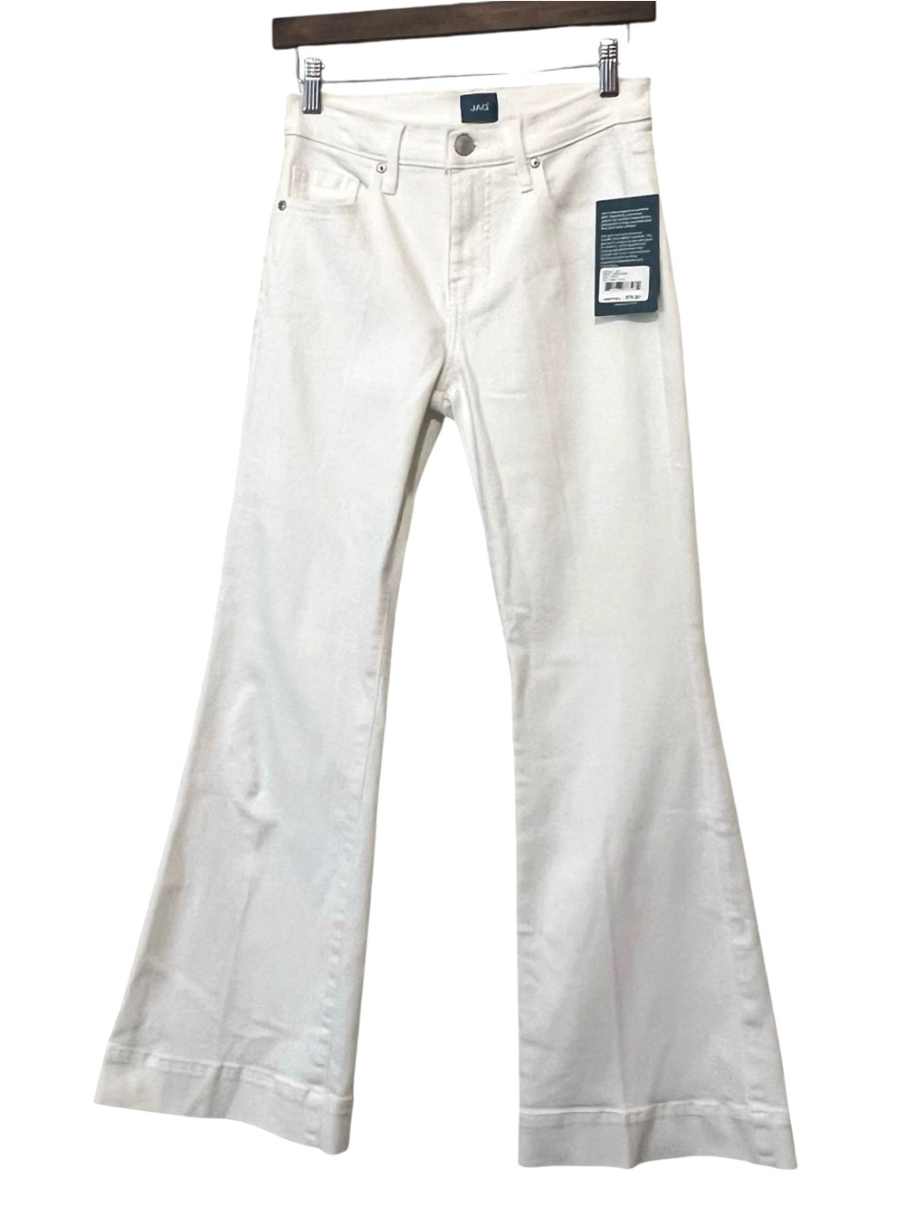 JAG Jeans Kait Mid-Rise Flare Pants Five Pocket, White, Size 2